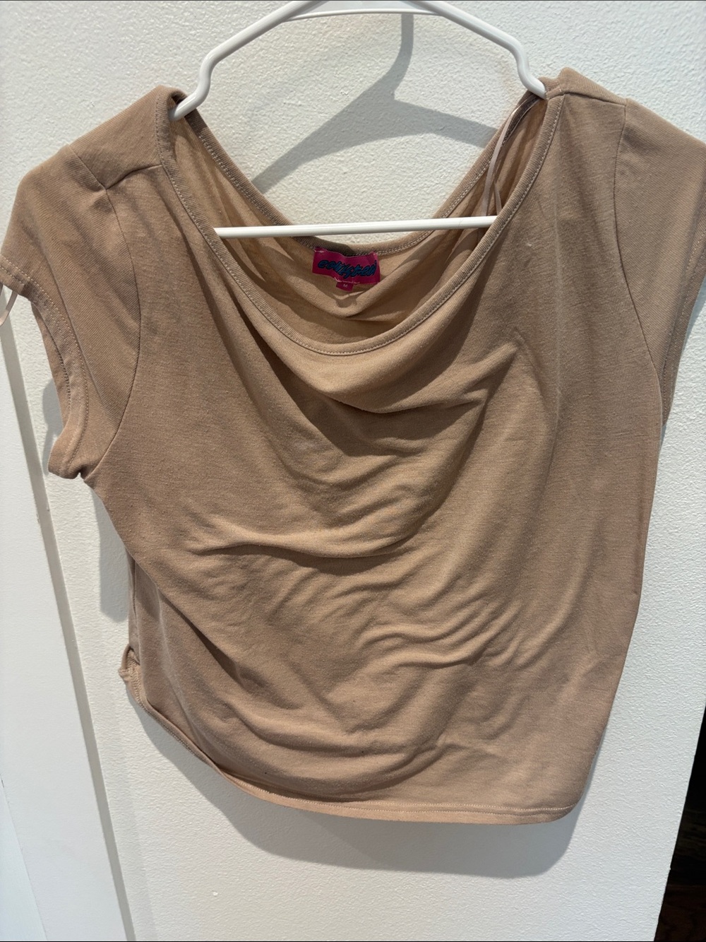 Edikted Draped Short Sleeve Top - Taupe